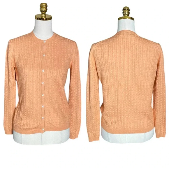 BROOKS BROTHERS Silk & Cashmere Blend Ribbed Crewneck Cable Knit Cardigan Size S - Picture 5 of 8